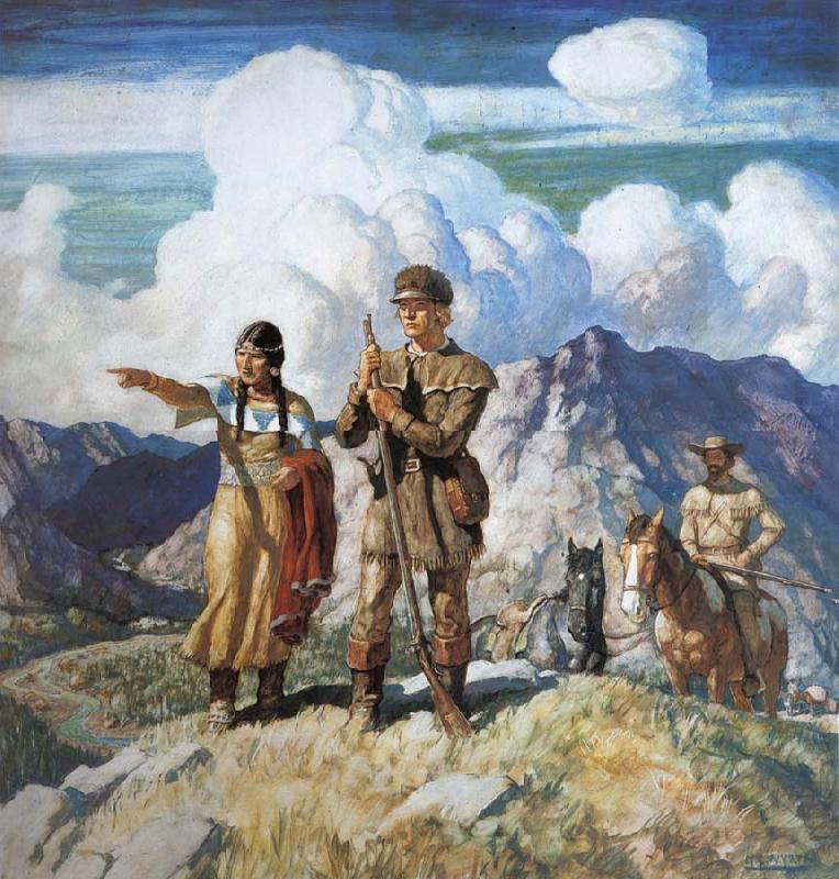 NC Wyeth Lewis and Clark China oil painting art